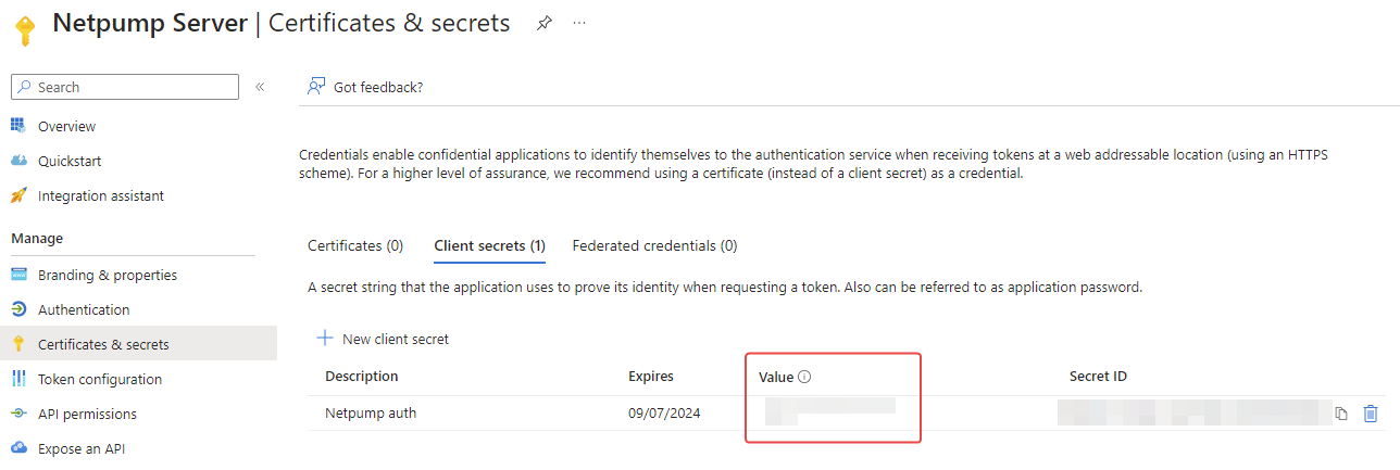 App registration client secret example