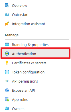 Select Authentication from menu