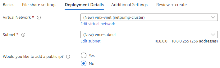 Network settings example